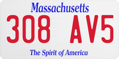 MA license plate 308AV5