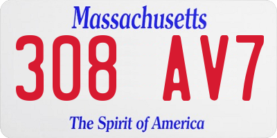 MA license plate 308AV7