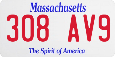 MA license plate 308AV9