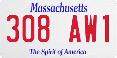 MA license plate 308AW1