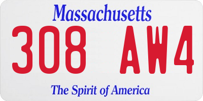 MA license plate 308AW4