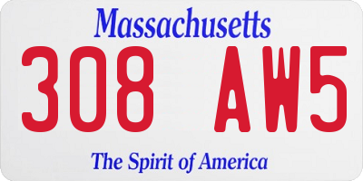 MA license plate 308AW5