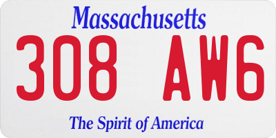 MA license plate 308AW6