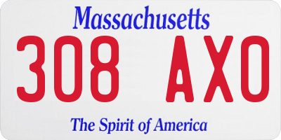 MA license plate 308AX0