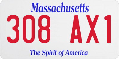 MA license plate 308AX1