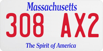 MA license plate 308AX2