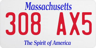 MA license plate 308AX5