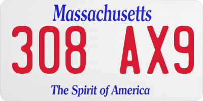 MA license plate 308AX9