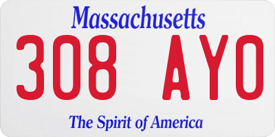 MA license plate 308AY0