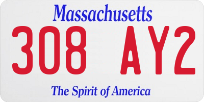 MA license plate 308AY2