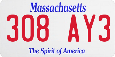 MA license plate 308AY3