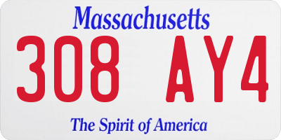 MA license plate 308AY4