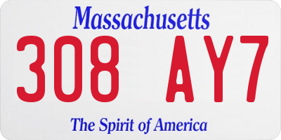 MA license plate 308AY7