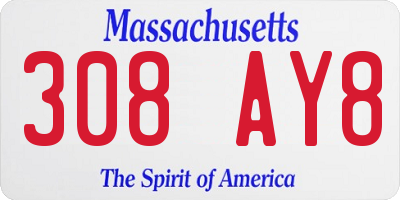 MA license plate 308AY8