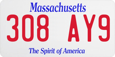 MA license plate 308AY9