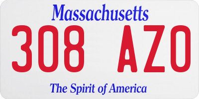 MA license plate 308AZ0