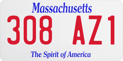 MA license plate 308AZ1