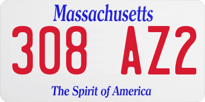 MA license plate 308AZ2