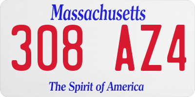 MA license plate 308AZ4