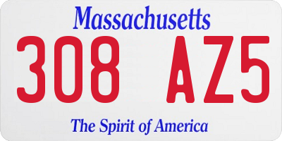 MA license plate 308AZ5