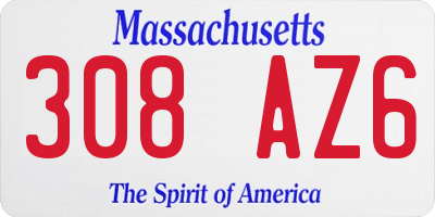 MA license plate 308AZ6