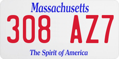 MA license plate 308AZ7