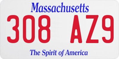 MA license plate 308AZ9