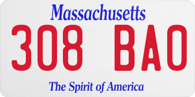 MA license plate 308BA0