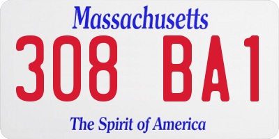 MA license plate 308BA1