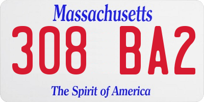 MA license plate 308BA2