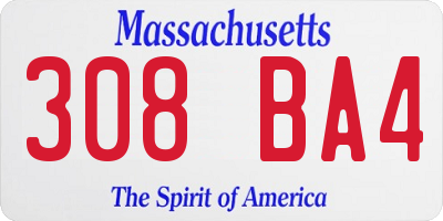 MA license plate 308BA4