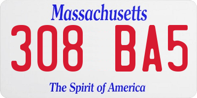 MA license plate 308BA5