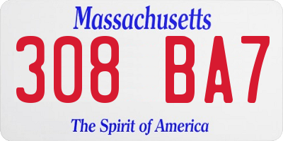 MA license plate 308BA7