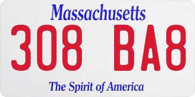MA license plate 308BA8