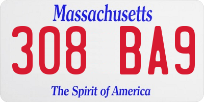 MA license plate 308BA9