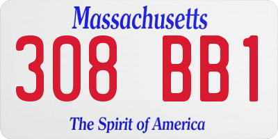 MA license plate 308BB1