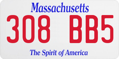 MA license plate 308BB5