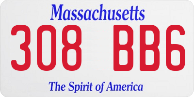 MA license plate 308BB6