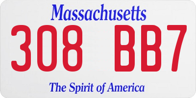 MA license plate 308BB7