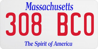 MA license plate 308BC0