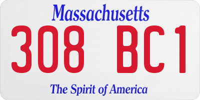 MA license plate 308BC1
