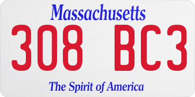 MA license plate 308BC3