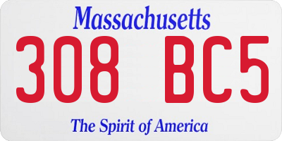 MA license plate 308BC5