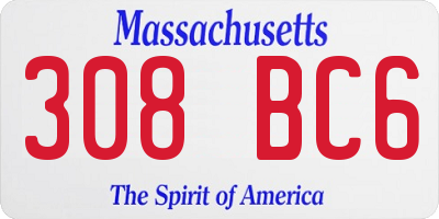 MA license plate 308BC6