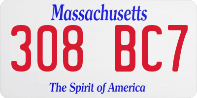 MA license plate 308BC7