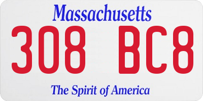 MA license plate 308BC8