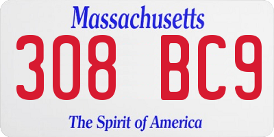 MA license plate 308BC9