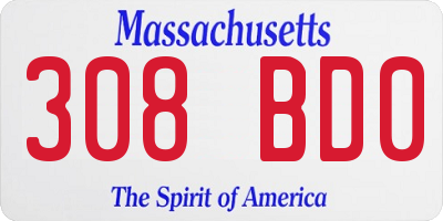 MA license plate 308BD0