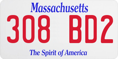 MA license plate 308BD2