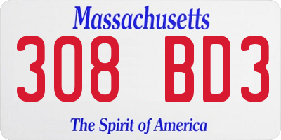 MA license plate 308BD3